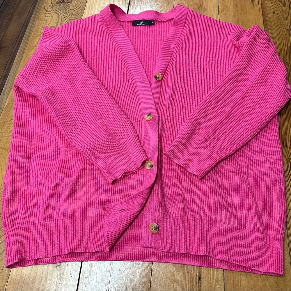 Hot Pink Women's Cardigan Sweater 2X